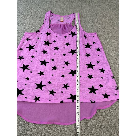 No Boundaries Racerback Tank Top Purple Star Print Sheer Juniors Large - Picture 6 of 6